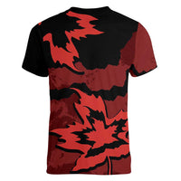 Canada Maple Leaf Women V-Neck T-Shirt Unique Style Red Version - Wonder Print Shop