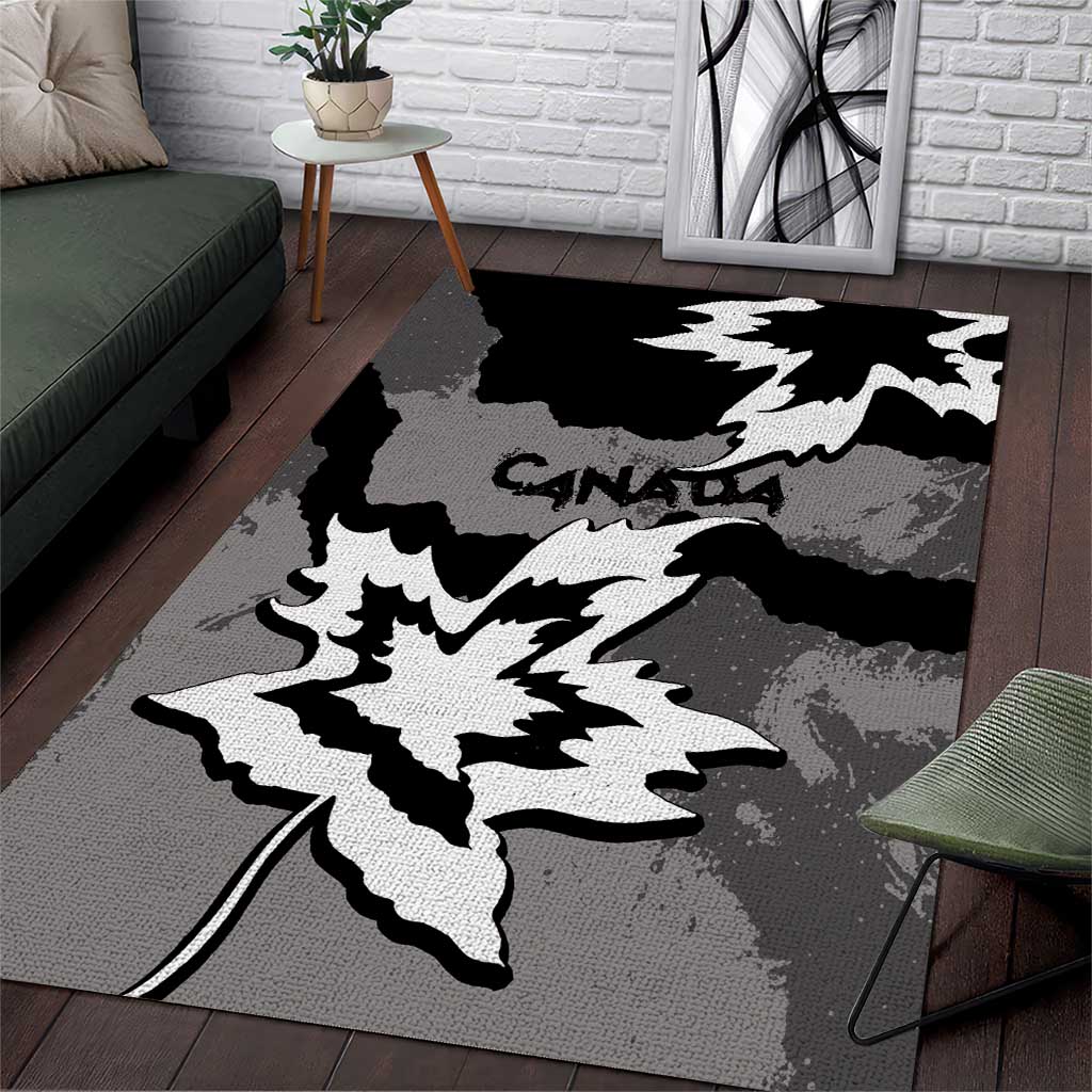Canada Maple Leaf Area Rug Unique Style Black Version - Wonder Print Shop