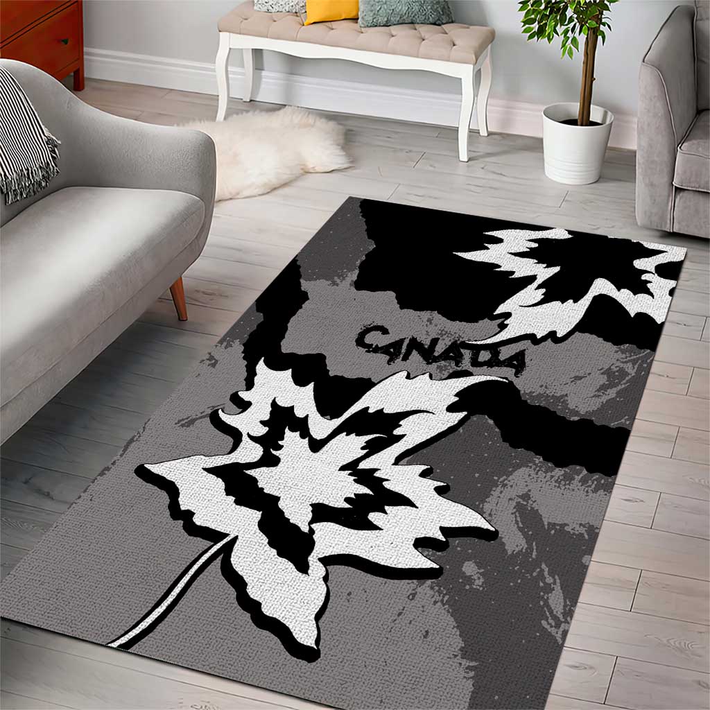 Canada Maple Leaf Area Rug Unique Style Black Version - Wonder Print Shop