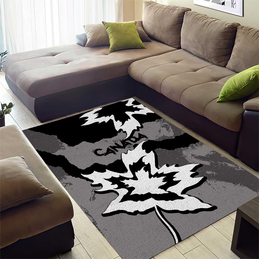 Canada Maple Leaf Area Rug Unique Style Black Version - Wonder Print Shop