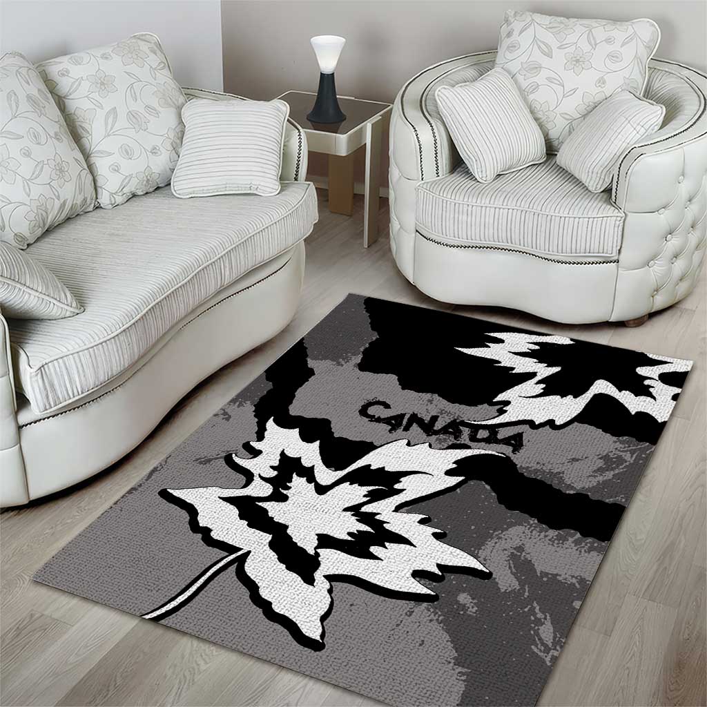 Canada Maple Leaf Area Rug Unique Style Black Version - Wonder Print Shop
