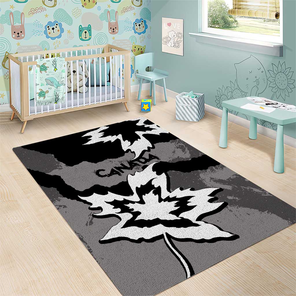 Canada Maple Leaf Area Rug Unique Style Black Version - Wonder Print Shop