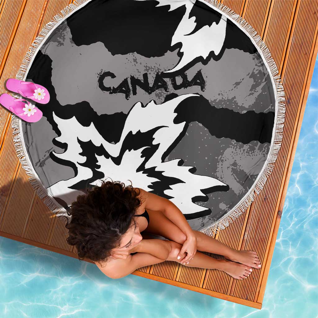 Canada Maple Leaf Beach Blanket Unique Style Black Version - Wonder Print Shop