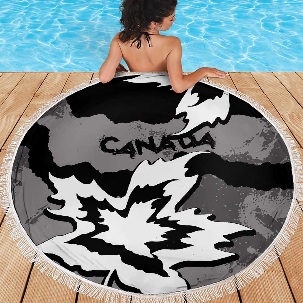 Canada Maple Leaf Beach Blanket Unique Style Black Version - Wonder Print Shop