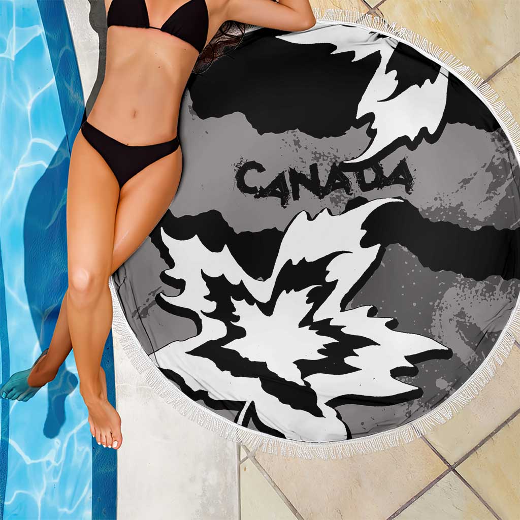 Canada Maple Leaf Beach Blanket Unique Style Black Version - Wonder Print Shop
