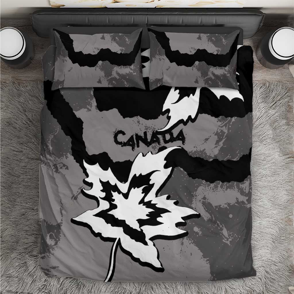Canada Maple Leaf Bedding Set Unique Style Black Version - Wonder Print Shop