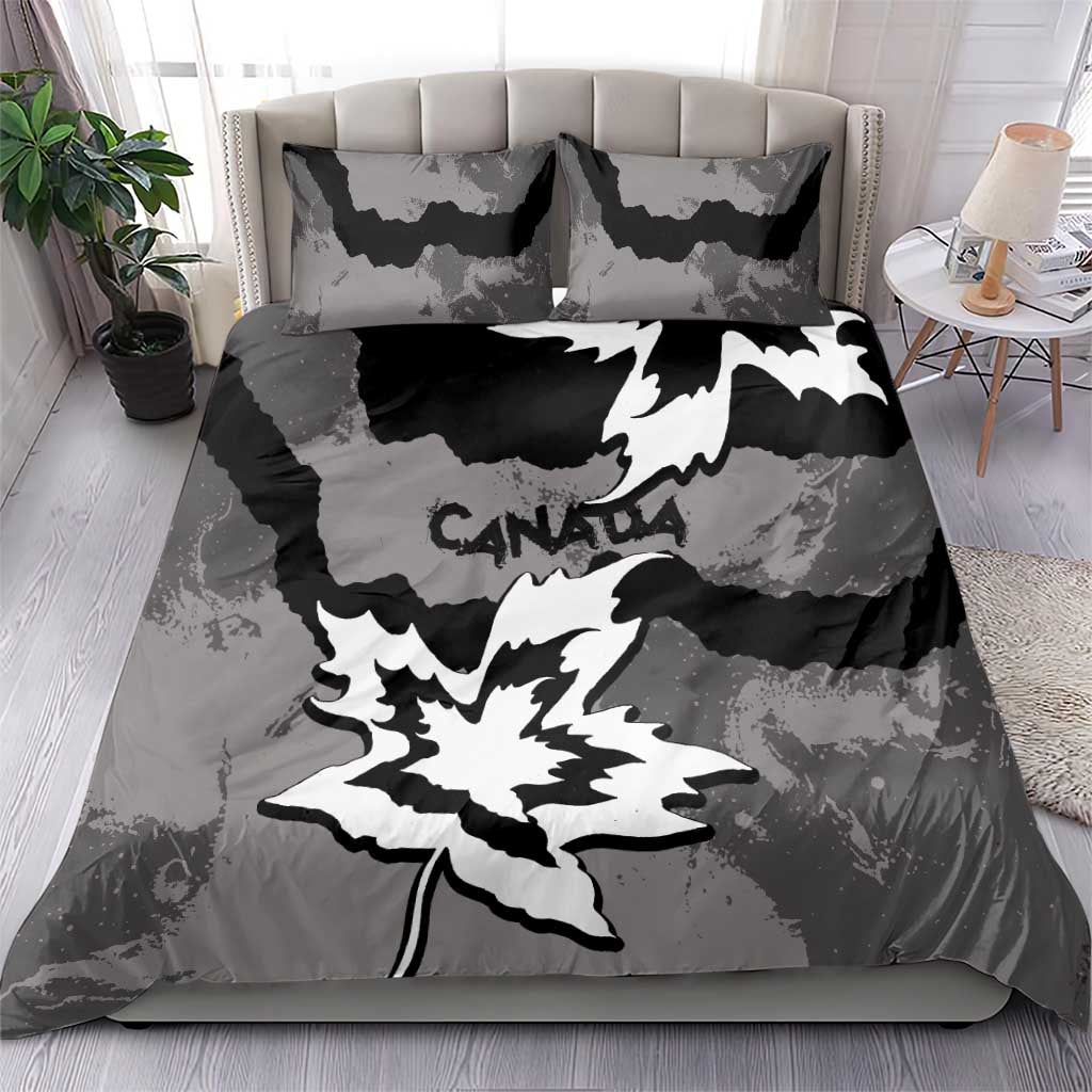 Canada Maple Leaf Bedding Set Unique Style Black Version - Wonder Print Shop