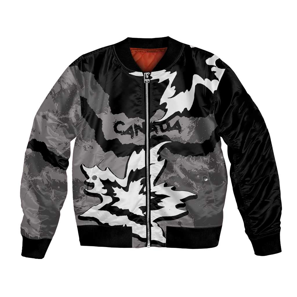 Canada Maple Leaf Bomber Jacket Unique Style Black Version - Wonder Print Shop