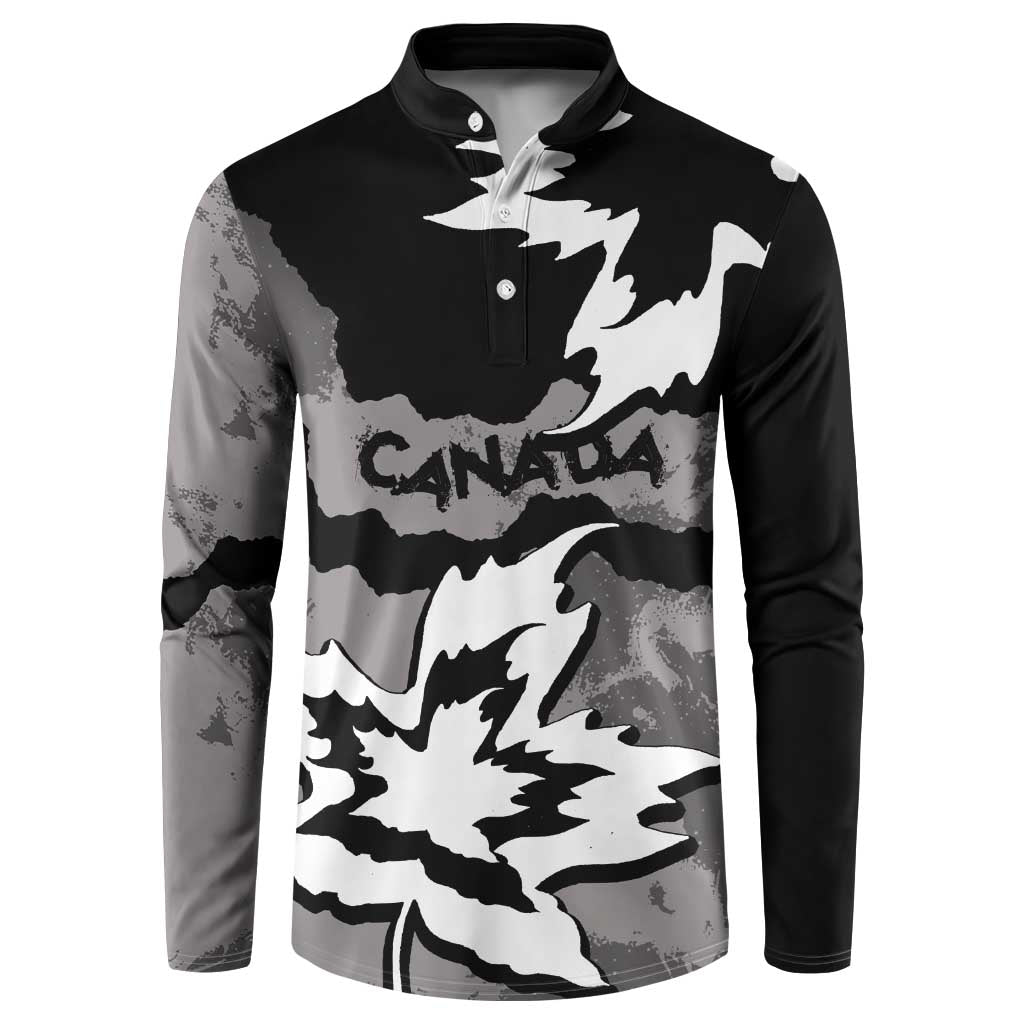 Canada Maple Leaf Button Sweatshirt Unique Style Black Version - Wonder Print Shop