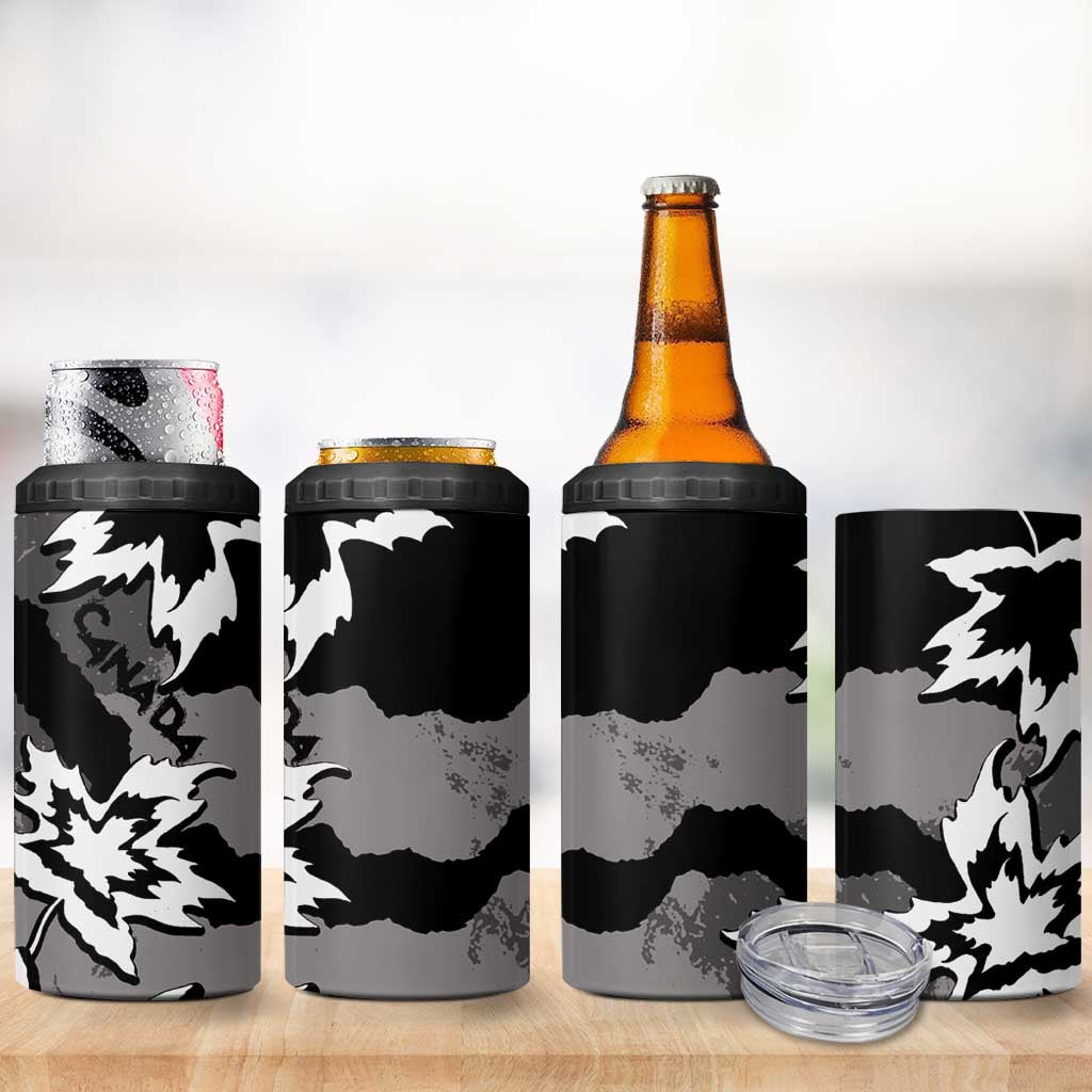 Canada Maple Leaf 4 in 1 Can Cooler Tumbler Unique Style Black Version - Wonder Print Shop