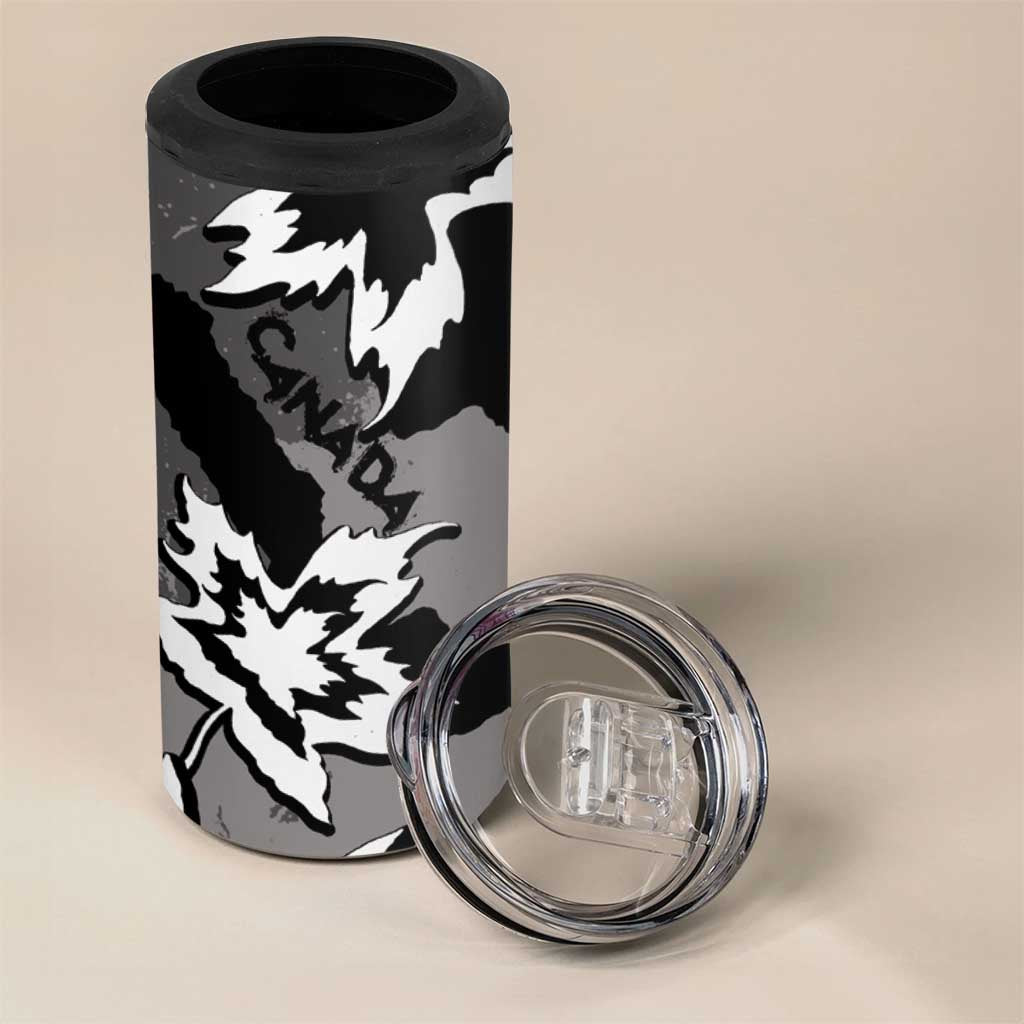 Canada Maple Leaf 4 in 1 Can Cooler Tumbler Unique Style Black Version - Wonder Print Shop