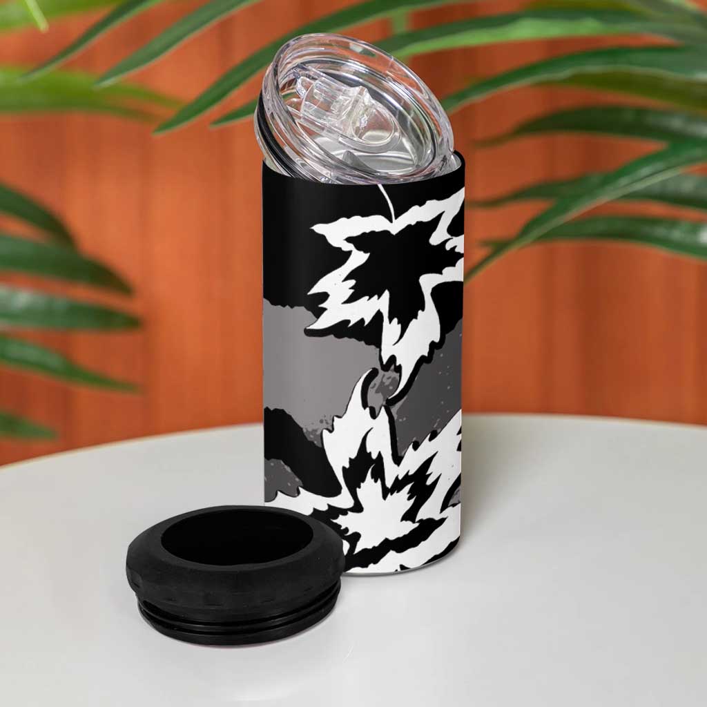 Canada Maple Leaf 4 in 1 Can Cooler Tumbler Unique Style Black Version - Wonder Print Shop