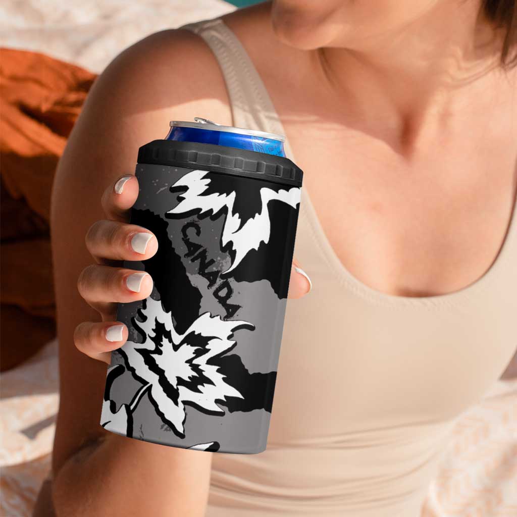 Canada Maple Leaf 4 in 1 Can Cooler Tumbler Unique Style Black Version - Wonder Print Shop