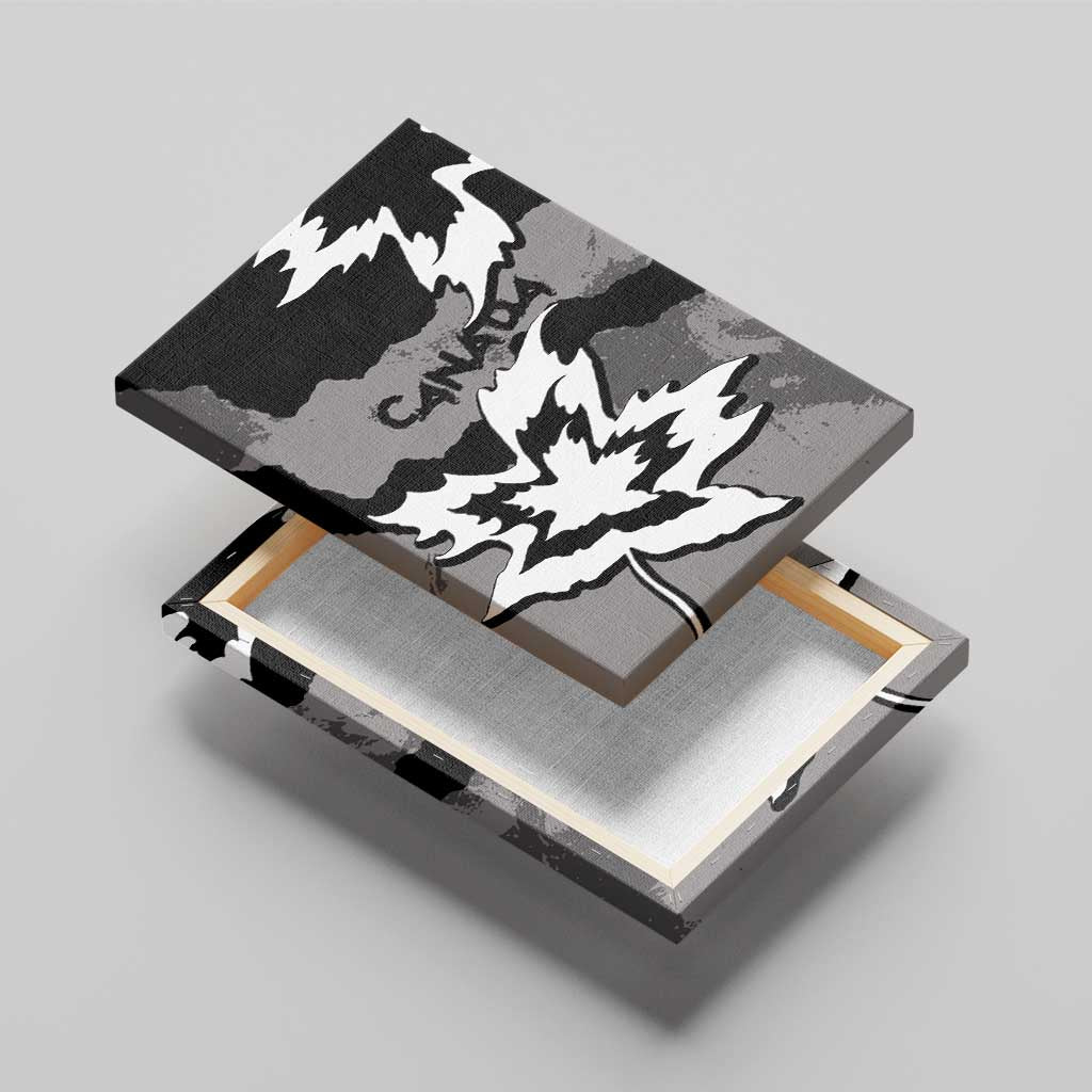 Canada Maple Leaf Canvas Wall Art Unique Style Black Version - Wonder Print Shop