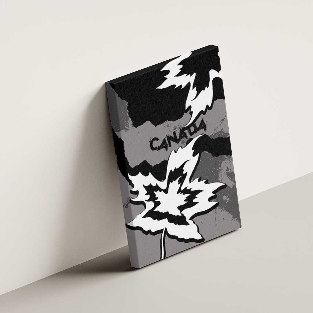 Canada Maple Leaf Canvas Wall Art Unique Style Black Version - Wonder Print Shop