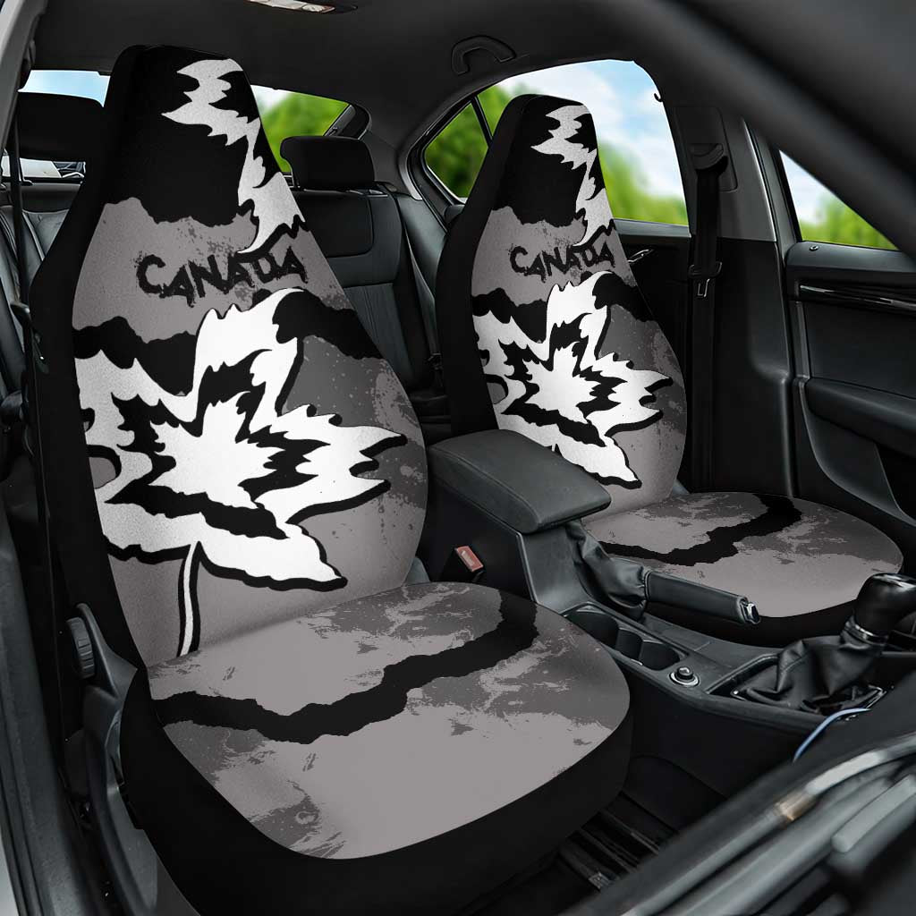 Canada Maple Leaf Car Seat Cover Unique Style Black Version - Wonder Print Shop