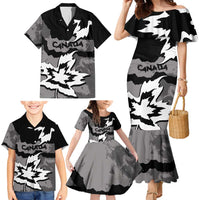Canada Maple Leaf Family Matching Mermaid Dress and Hawaiian Shirt Unique Style Black Version - Wonder Print Shop