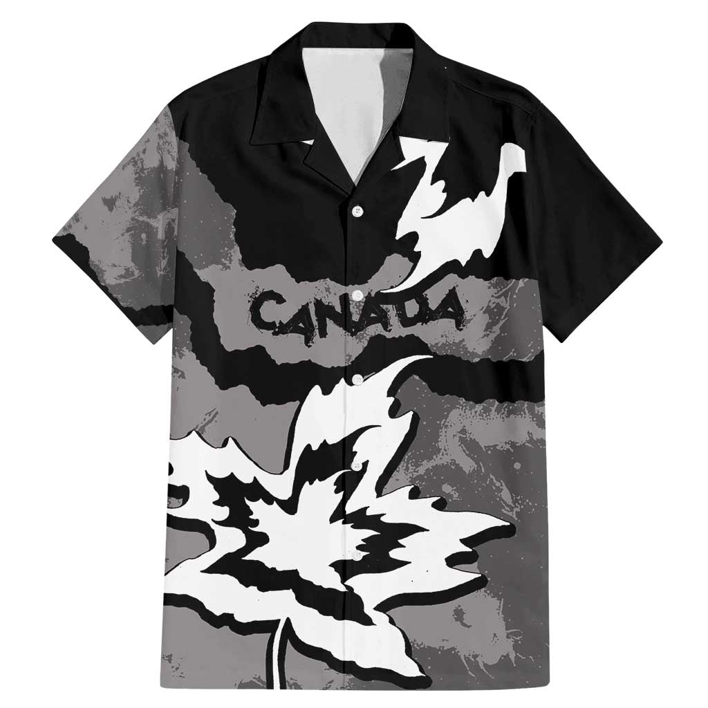 Canada Maple Leaf Family Matching Mermaid Dress and Hawaiian Shirt Unique Style Black Version - Wonder Print Shop