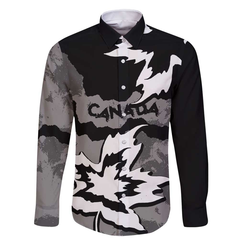 Canada Maple Leaf Family Matching Off Shoulder Maxi Dress and Hawaiian Shirt Unique Style Black Version - Wonder Print Shop