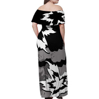 Canada Maple Leaf Family Matching Off Shoulder Maxi Dress and Hawaiian Shirt Unique Style Black Version - Wonder Print Shop