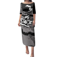Canada Maple Leaf Family Matching Puletasi and Hawaiian Shirt Unique Style Black Version - Wonder Print Shop