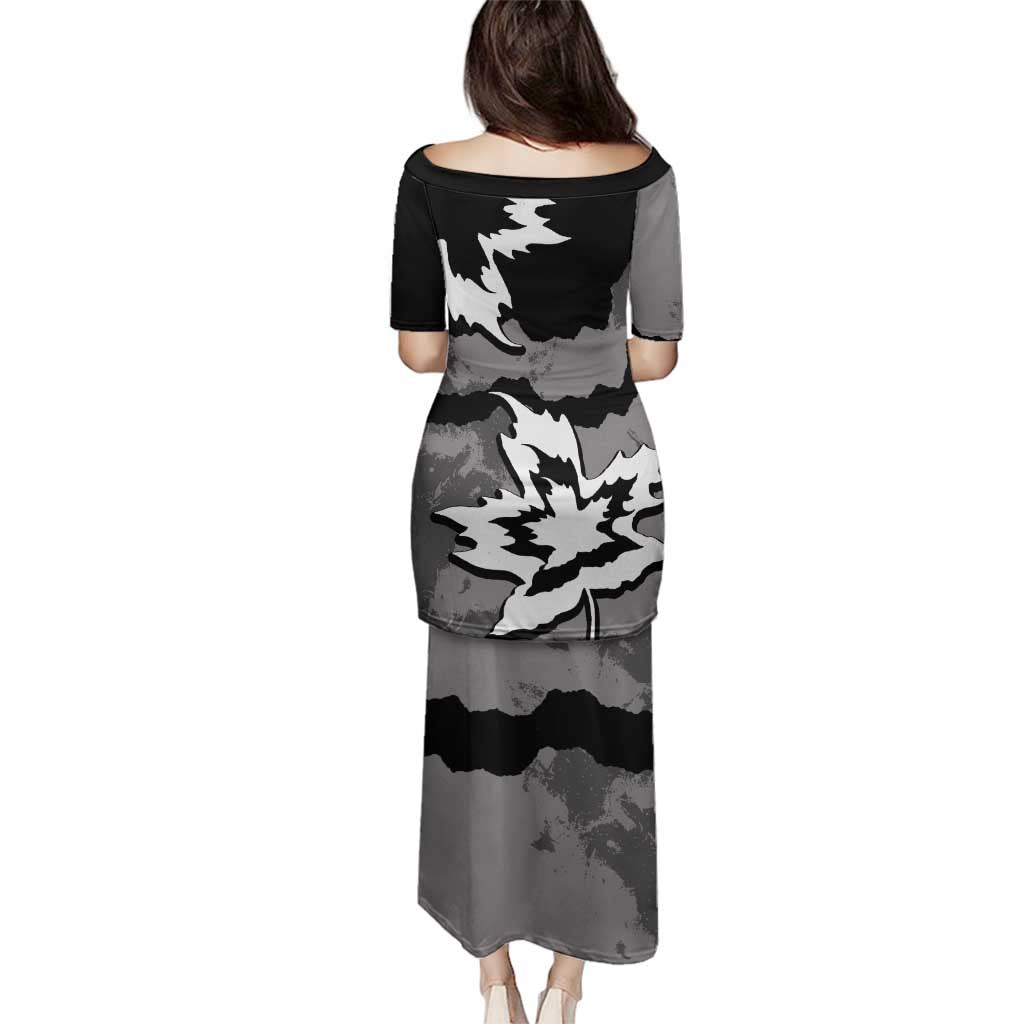 Canada Maple Leaf Family Matching Puletasi and Hawaiian Shirt Unique Style Black Version - Wonder Print Shop