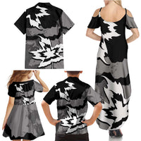 Canada Maple Leaf Family Matching Summer Maxi Dress and Hawaiian Shirt Unique Style Black Version - Wonder Print Shop