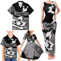 Canada Maple Leaf Family Matching Tank Maxi Dress and Hawaiian Shirt Unique Style Black Version - Wonder Print Shop