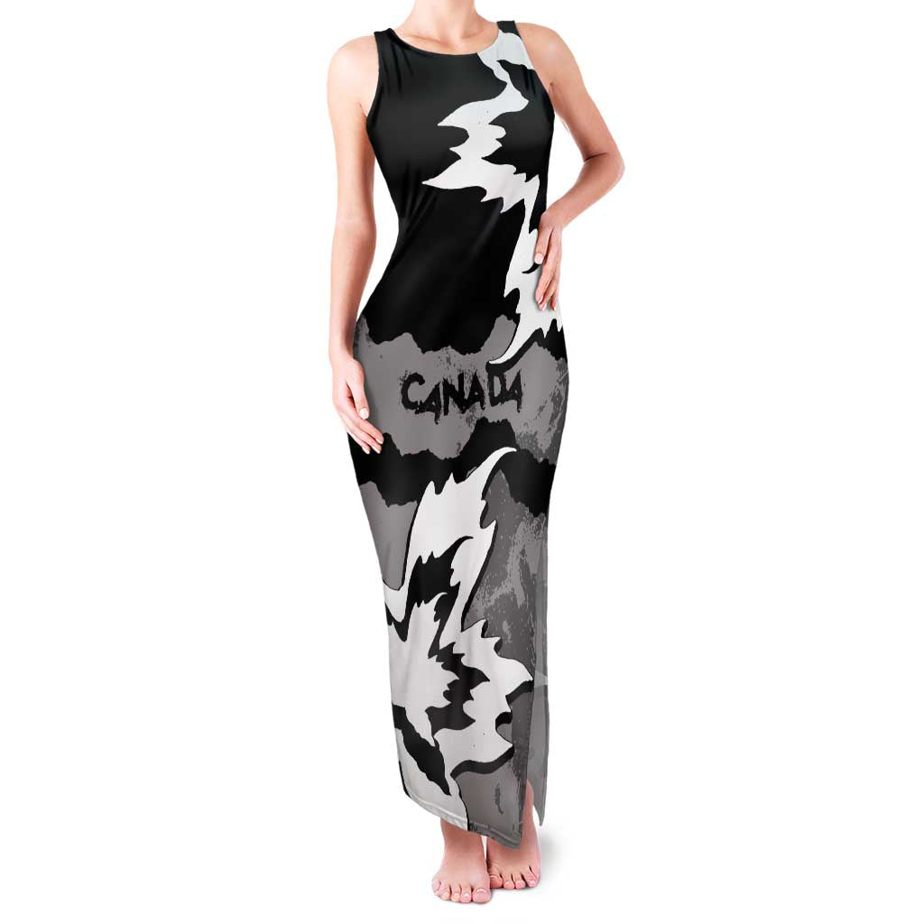 Canada Maple Leaf Family Matching Tank Maxi Dress and Hawaiian Shirt Unique Style Black Version - Wonder Print Shop