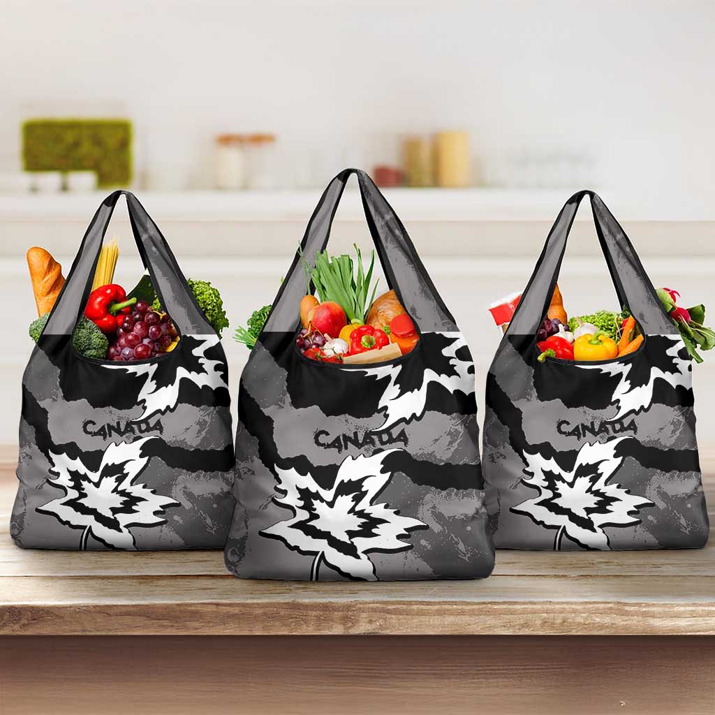 Canada Maple Leaf Grocery Bag Unique Style Black Version - Wonder Print Shop
