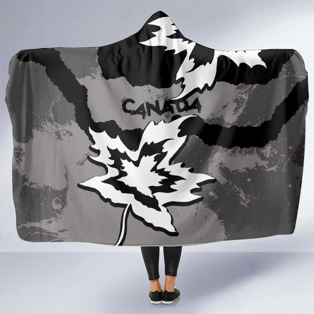 Canada Maple Leaf Hooded Blanket Unique Style Black Version - Wonder Print Shop