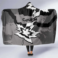 Canada Maple Leaf Hooded Blanket Unique Style Black Version - Wonder Print Shop