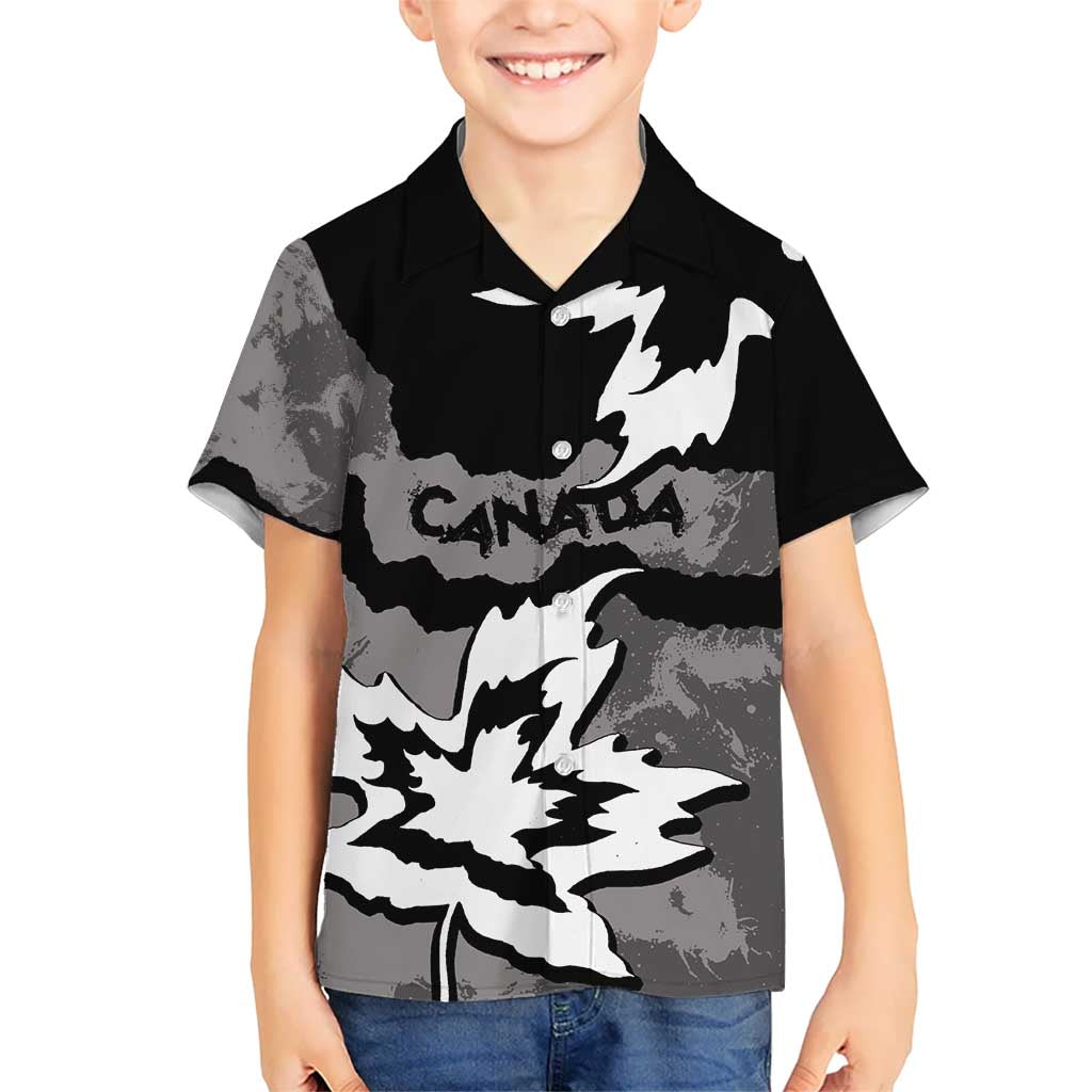 Canada Maple Leaf Kid Hawaiian Shirt Unique Style Black Version - Wonder Print Shop