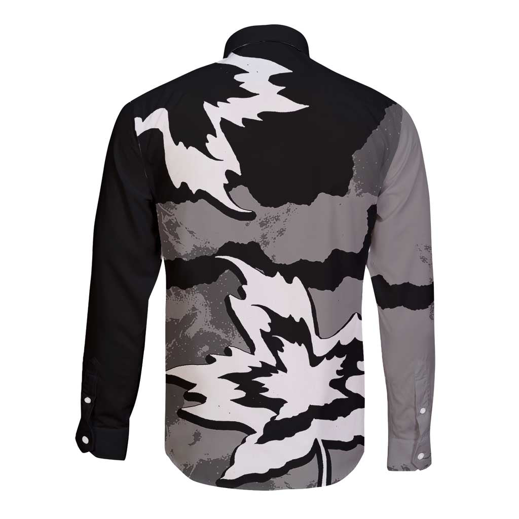 Canada Maple Leaf Long Sleeve Button Shirt Unique Style Black Version - Wonder Print Shop