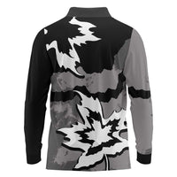 Canada Maple Leaf Long Sleeve Polo Shirt Unique Style Black Version - Wonder Print Shop