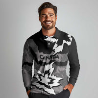 Canada Maple Leaf Long Sleeve Polo Shirt Unique Style Black Version - Wonder Print Shop