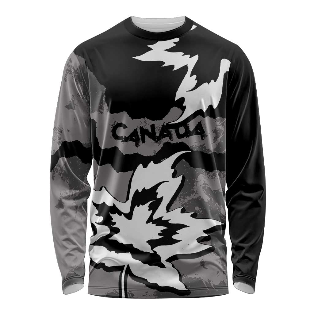 Canada Maple Leaf Long Sleeve Shirt Unique Style Black Version - Wonder Print Shop