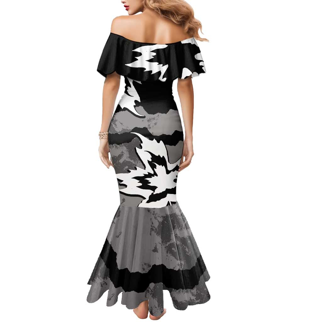 Canada Maple Leaf Mermaid Dress Unique Style Black Version - Wonder Print Shop