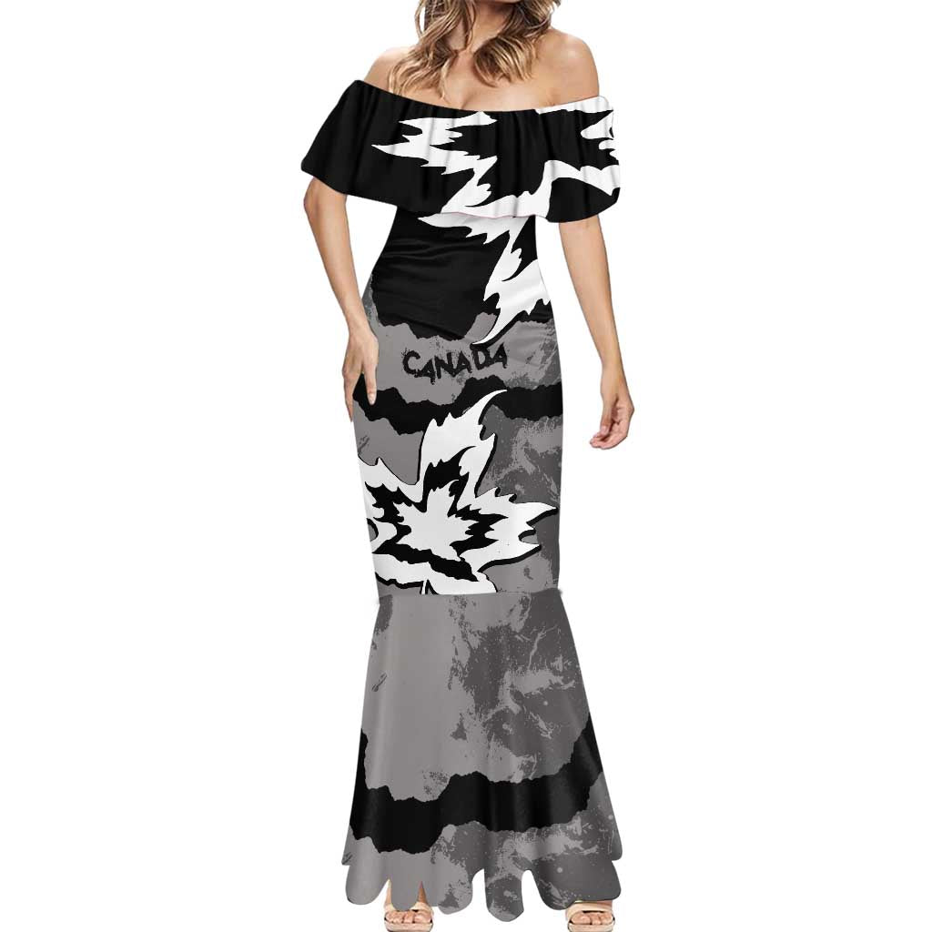 Canada Maple Leaf Mermaid Dress Unique Style Black Version - Wonder Print Shop