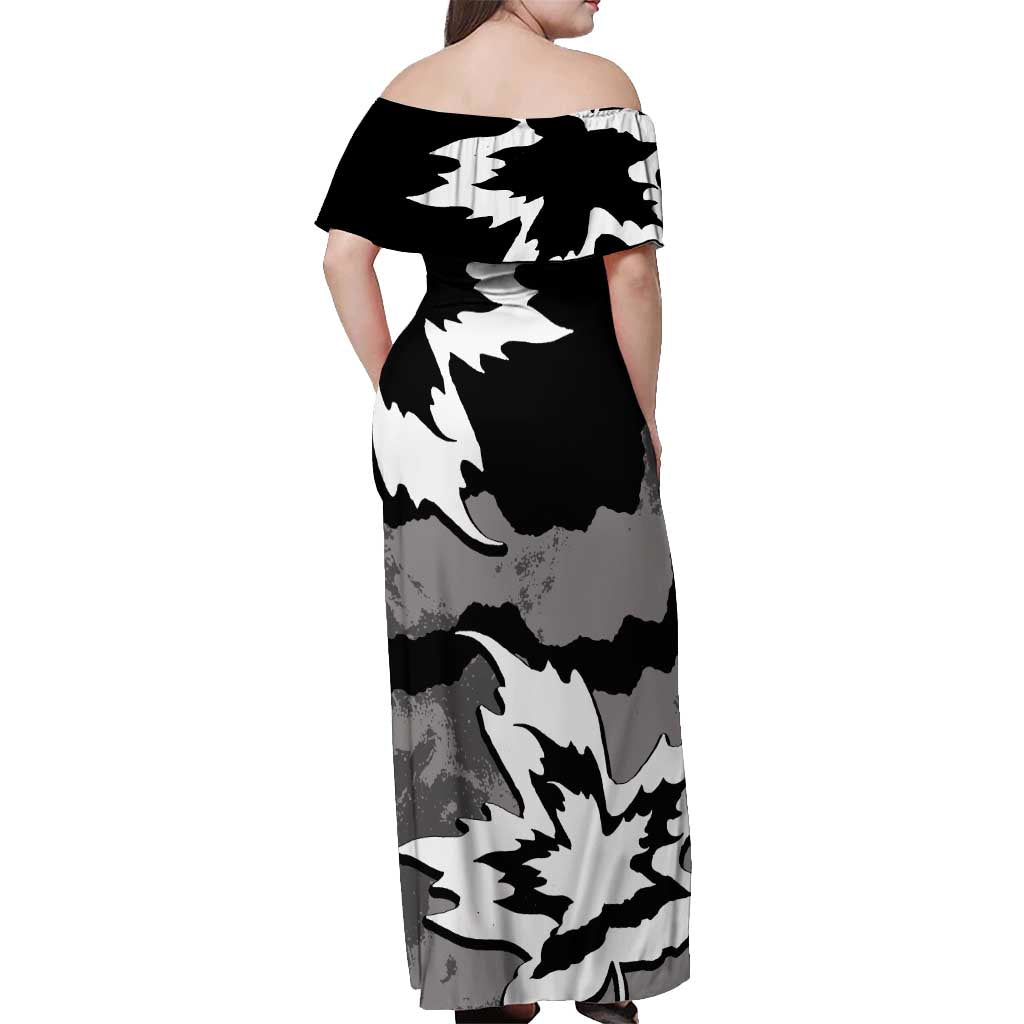 Canada Maple Leaf Off Shoulder Maxi Dress Unique Style Black Version - Wonder Print Shop