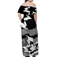 Canada Maple Leaf Off Shoulder Maxi Dress Unique Style Black Version - Wonder Print Shop