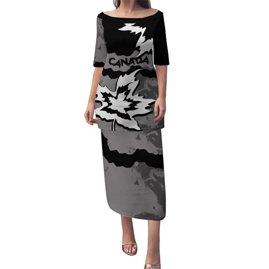 Canada Maple Leaf Puletasi Unique Style Black Version - Wonder Print Shop