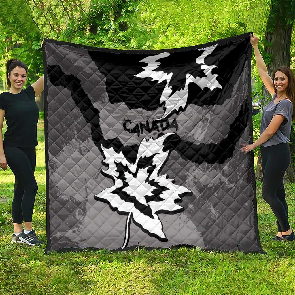 Canada Maple Leaf Quilt Unique Style Black Version - Wonder Print Shop
