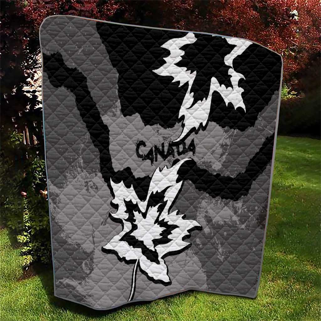 Canada Maple Leaf Quilt Unique Style Black Version - Wonder Print Shop