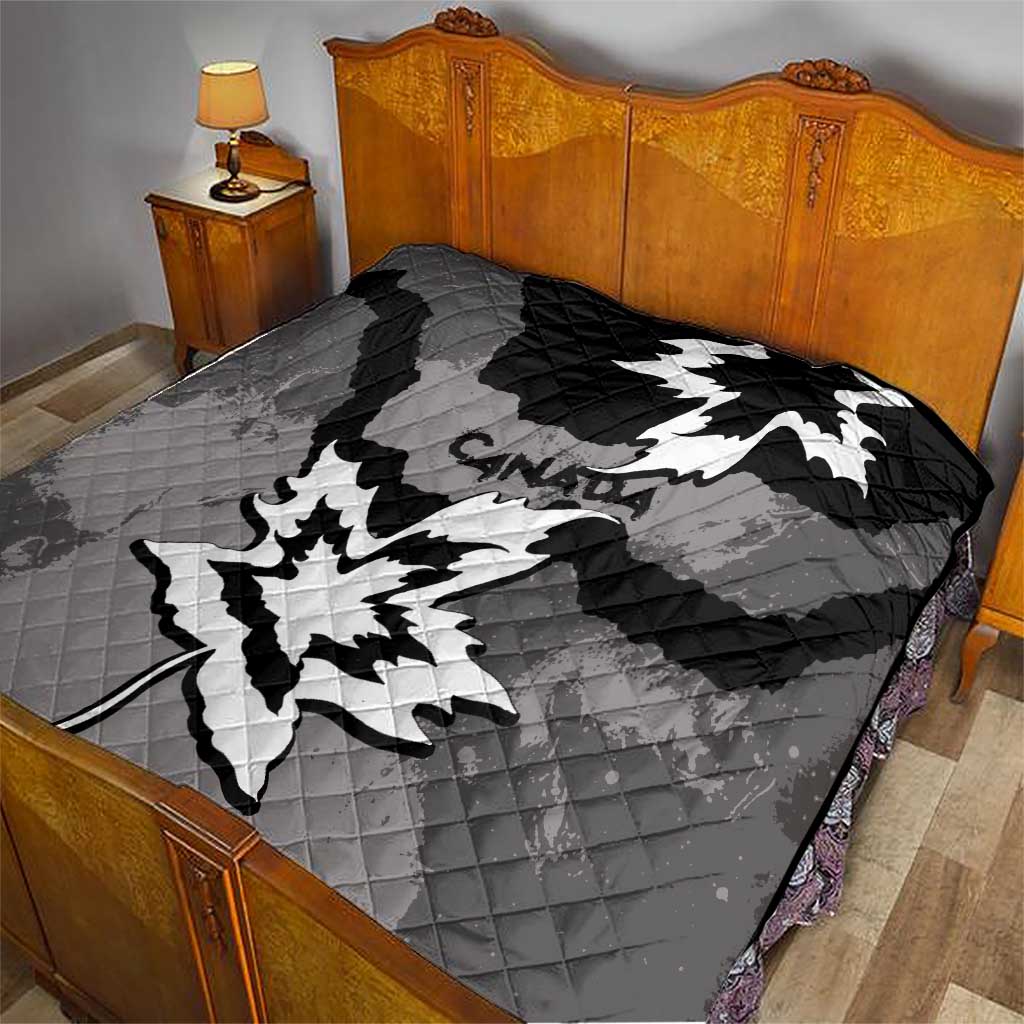 Canada Maple Leaf Quilt Unique Style Black Version - Wonder Print Shop