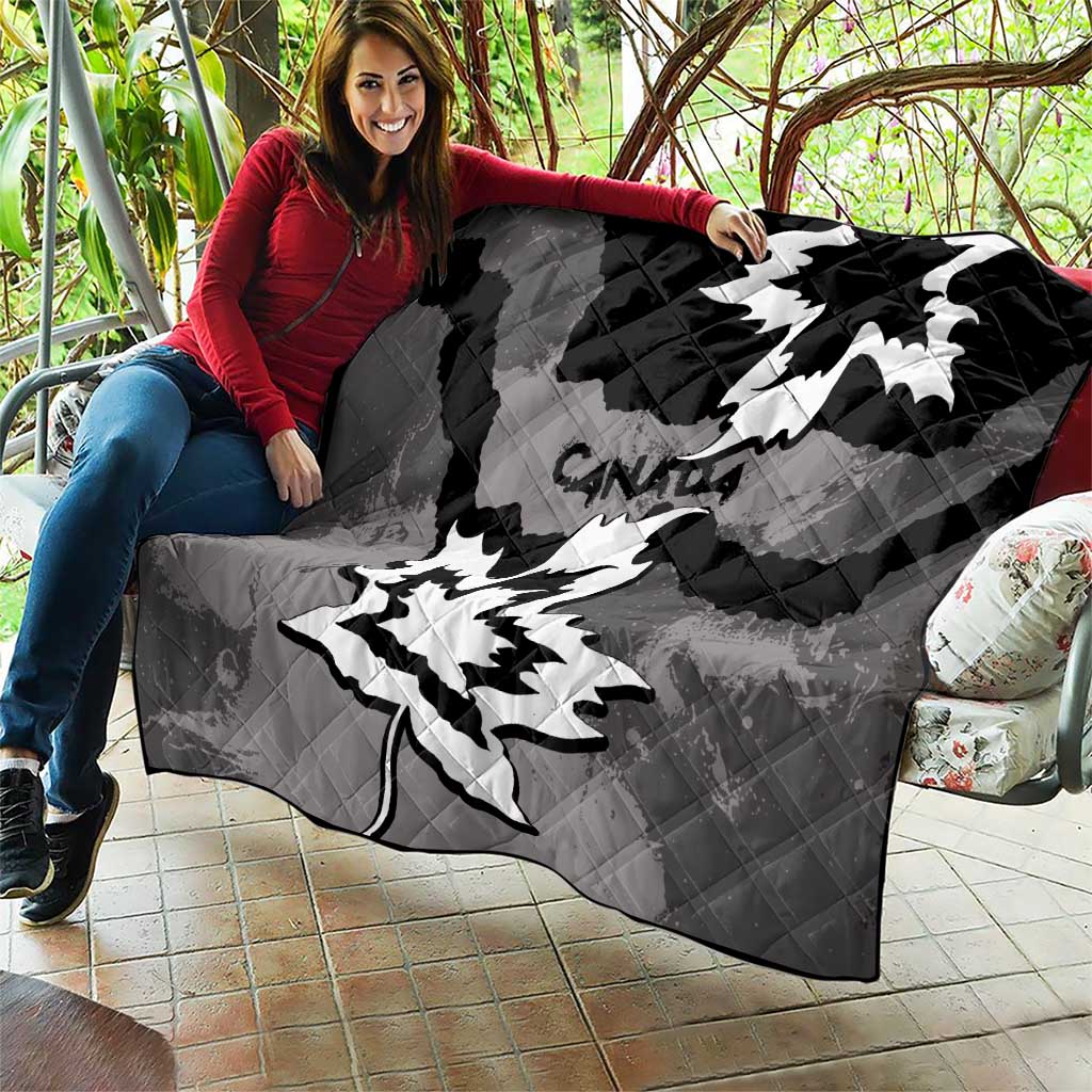 Canada Maple Leaf Quilt Unique Style Black Version - Wonder Print Shop