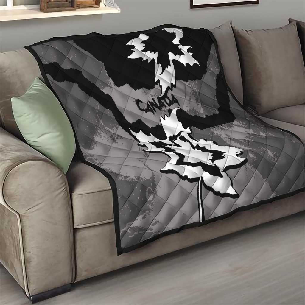 Canada Maple Leaf Quilt Unique Style Black Version - Wonder Print Shop