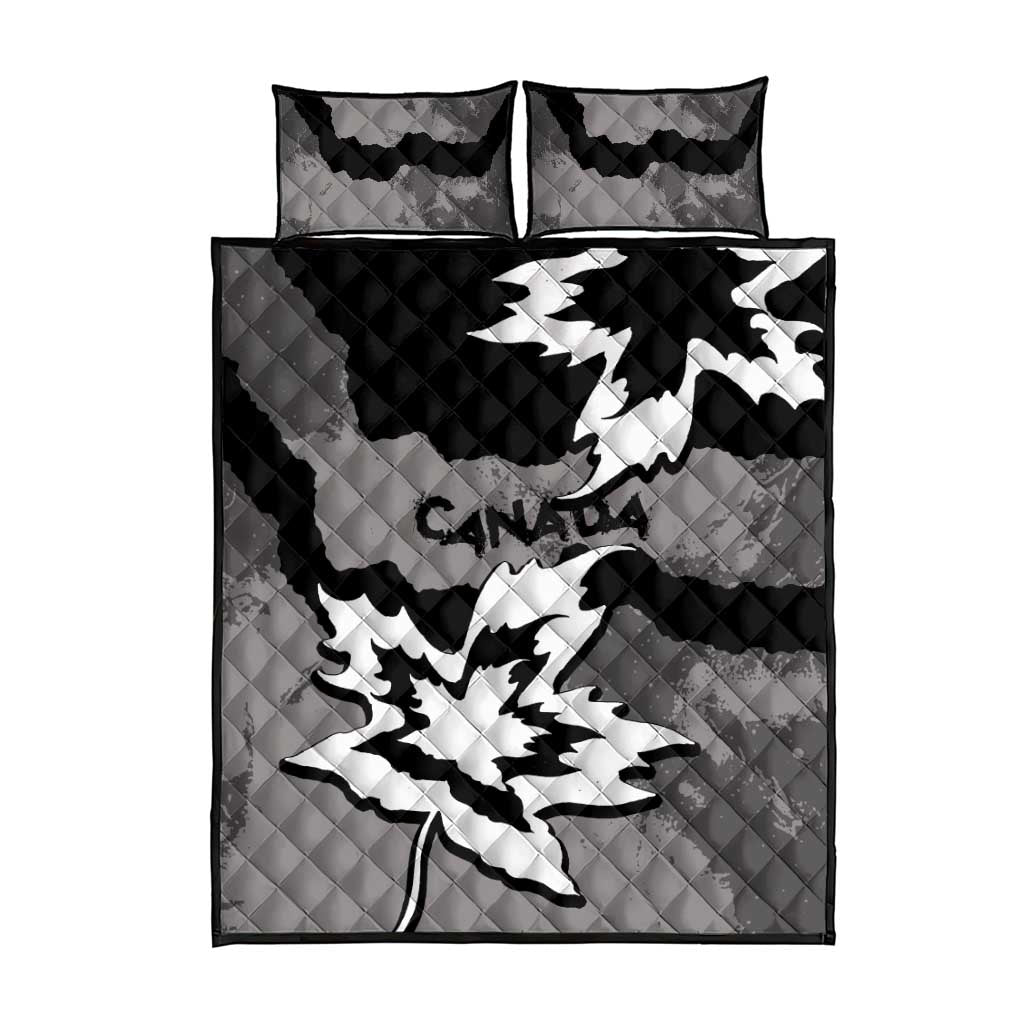 Canada Maple Leaf Quilt Bed Set Unique Style Black Version - Wonder Print Shop