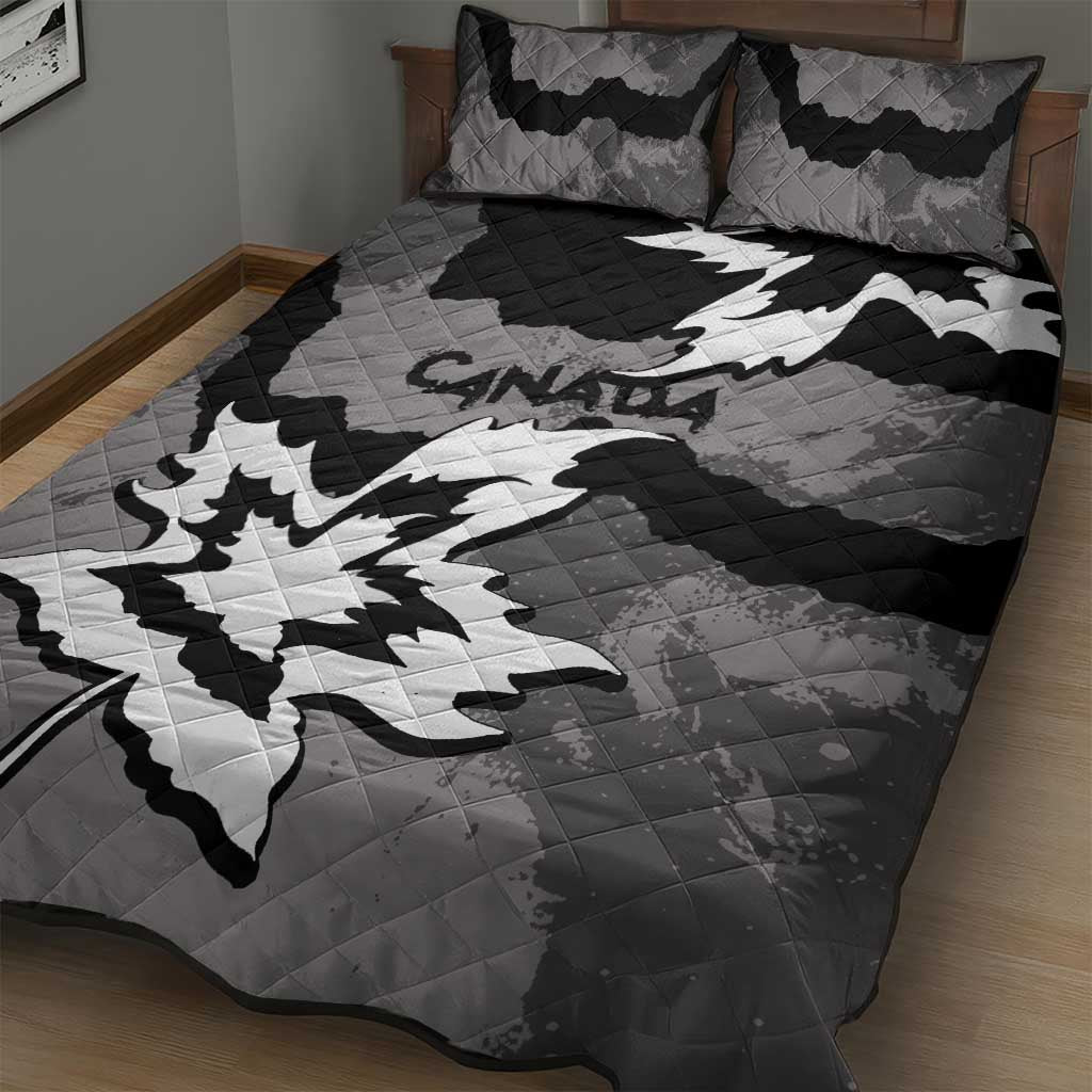 Canada Maple Leaf Quilt Bed Set Unique Style Black Version - Wonder Print Shop