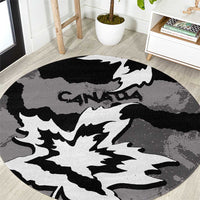 Canada Maple Leaf Round Carpet Unique Style Black Version - Wonder Print Shop
